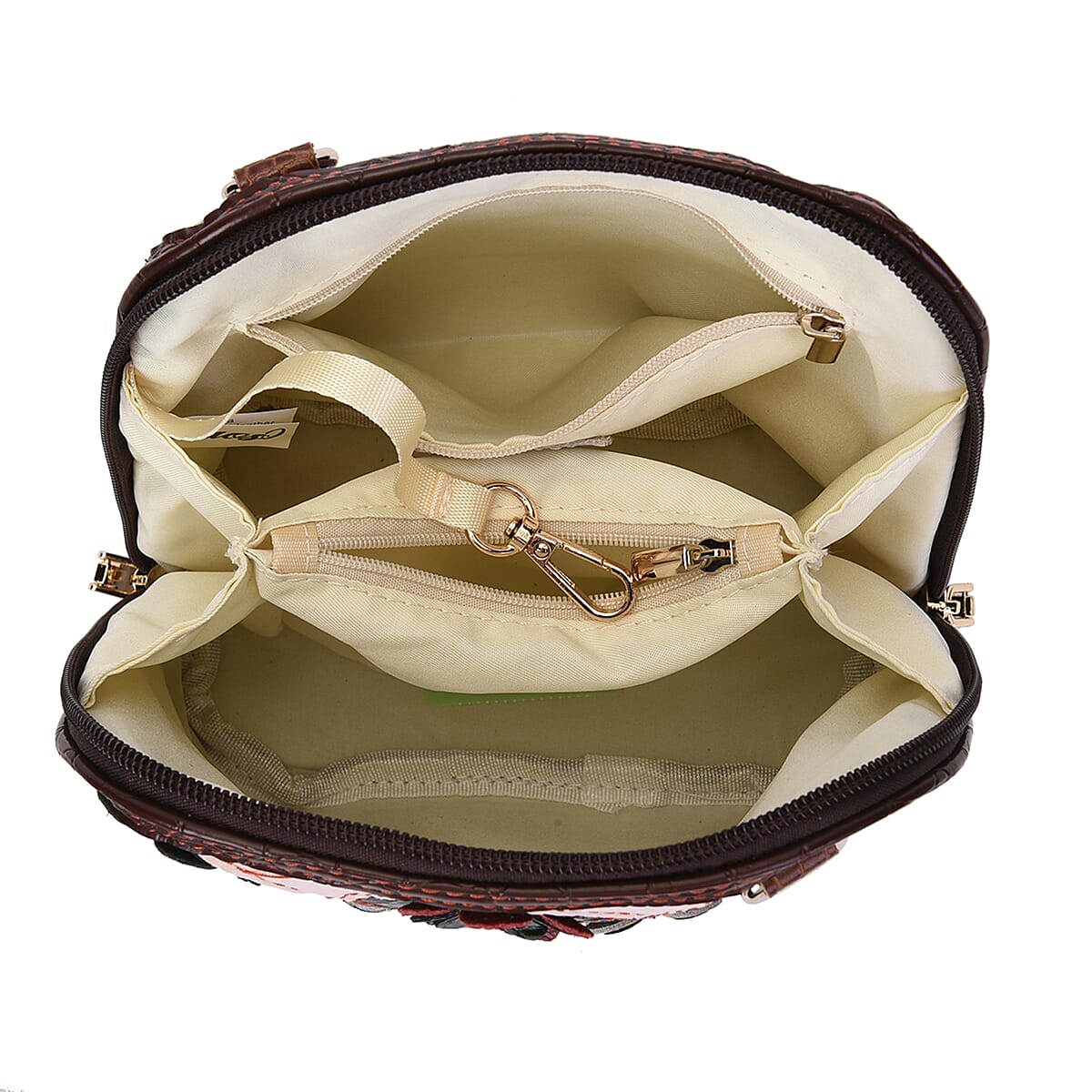 CHAOS By ELSIE Multi Color 3D Flower Theme Pattern Genuine Leather Crossbody Bag with Shoulder Strap image number 4