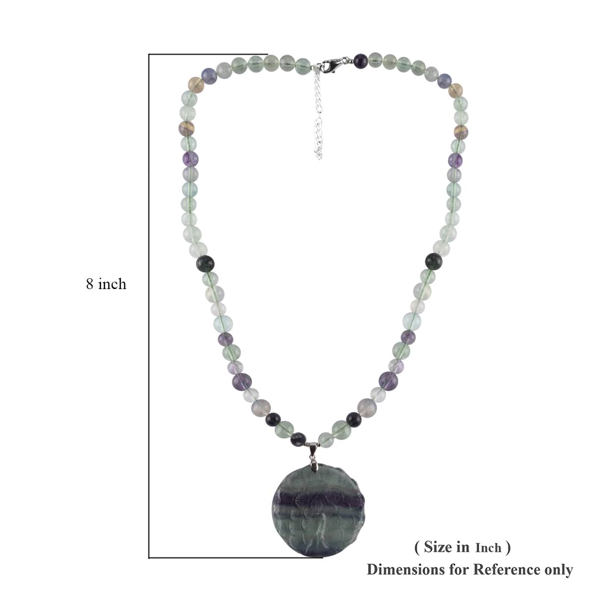 Brazilian Multi Fluorite Peacock Pendant Necklace 18-20 Inches in Rhodium Over Sterling Silver 223.00 ctw image number 3