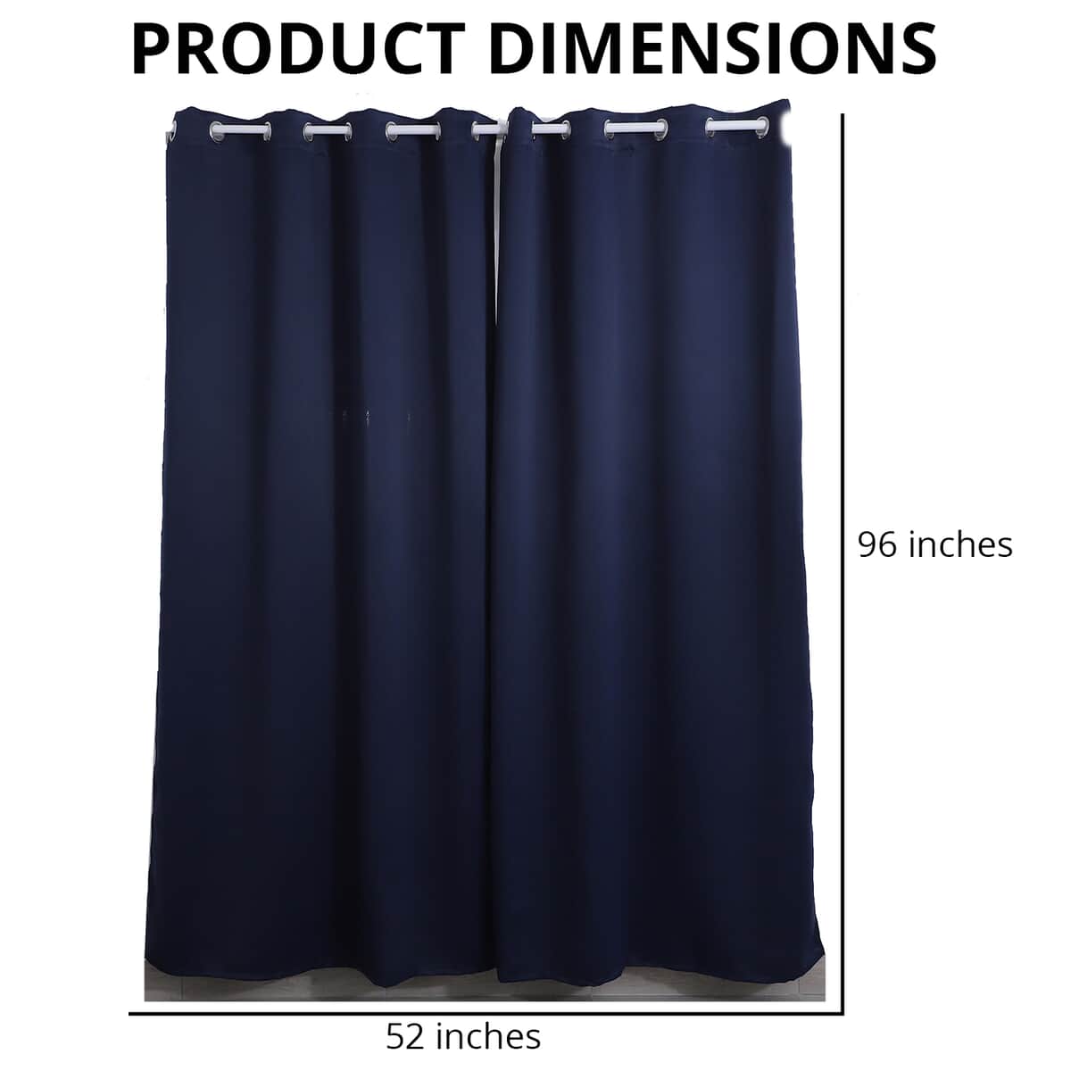 Set of 2 Navy Blue Solid Blackout Curtain with 8 Metal Rings image number 3