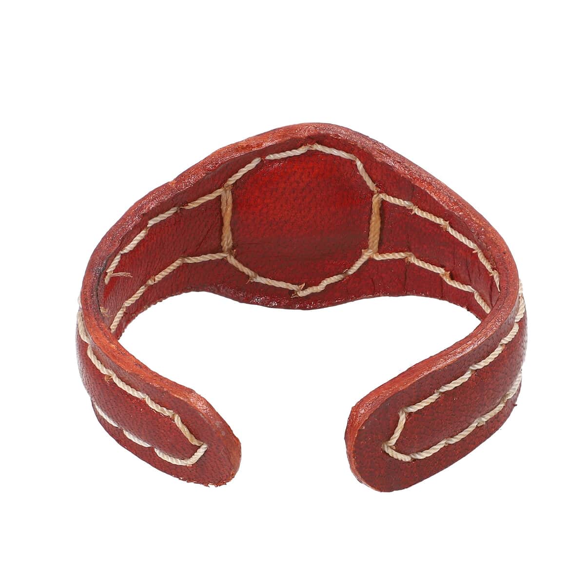 100% Genuine Leather Cuff Bracelet with Galilea Rose Quartz (7.20 in) image number 4