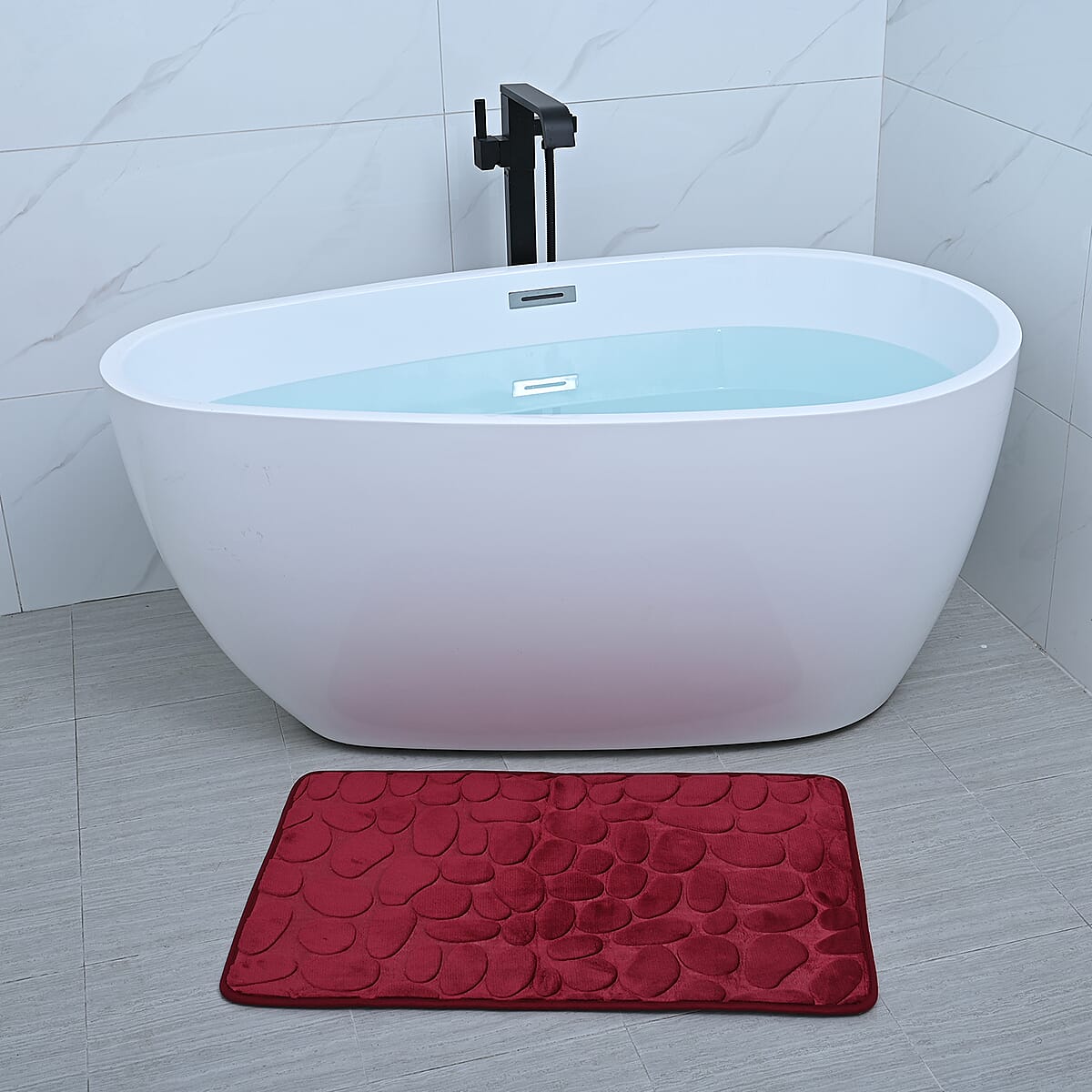Set of 3 Piece - Burgundy Polyester Bath Mat, Toilet Mat and Toilet Cover image number 6