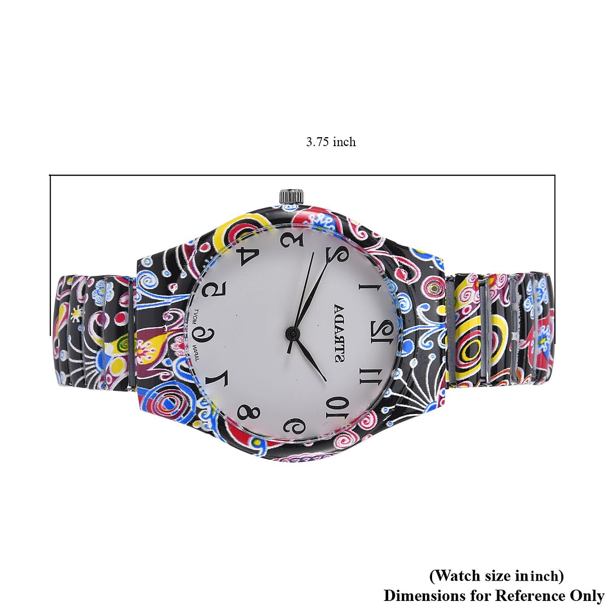 STRADA Japanese Movement Water Resistant Funky Print Pattern Stretch Bracelet Watch in Stainless Steel Strap (48mm) image number 6