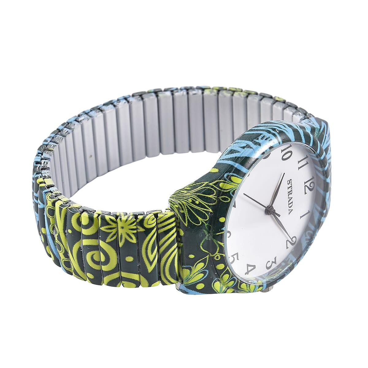 Strada Japanese Movement Water Resistant Bohemian Print Pattern Stretch Bracelet Watch in Stainless Steel Strap (48mm) image number 4