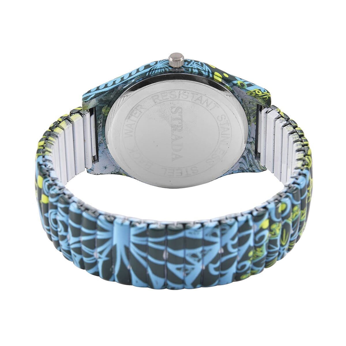 Strada Japanese Movement Water Resistant Bohemian Print Pattern Stretch Bracelet Watch in Stainless Steel Strap (48mm) image number 5