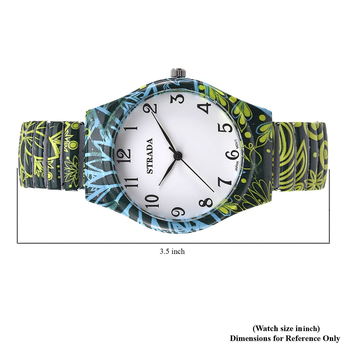 Strada Japanese Movement Water Resistant Bohemian Print Pattern Stretch Bracelet Watch in Stainless Steel Strap (48mm) image number 6