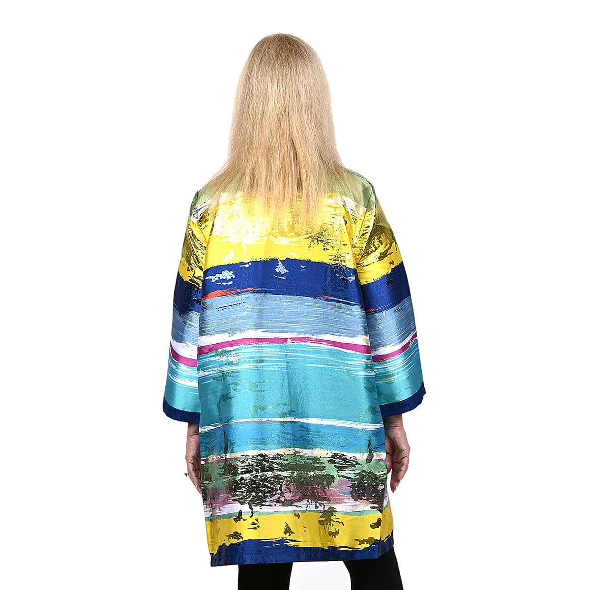 BEREK Multicolor Waves of Metallic 3/4 Sleeve Jacket-2X image number 1