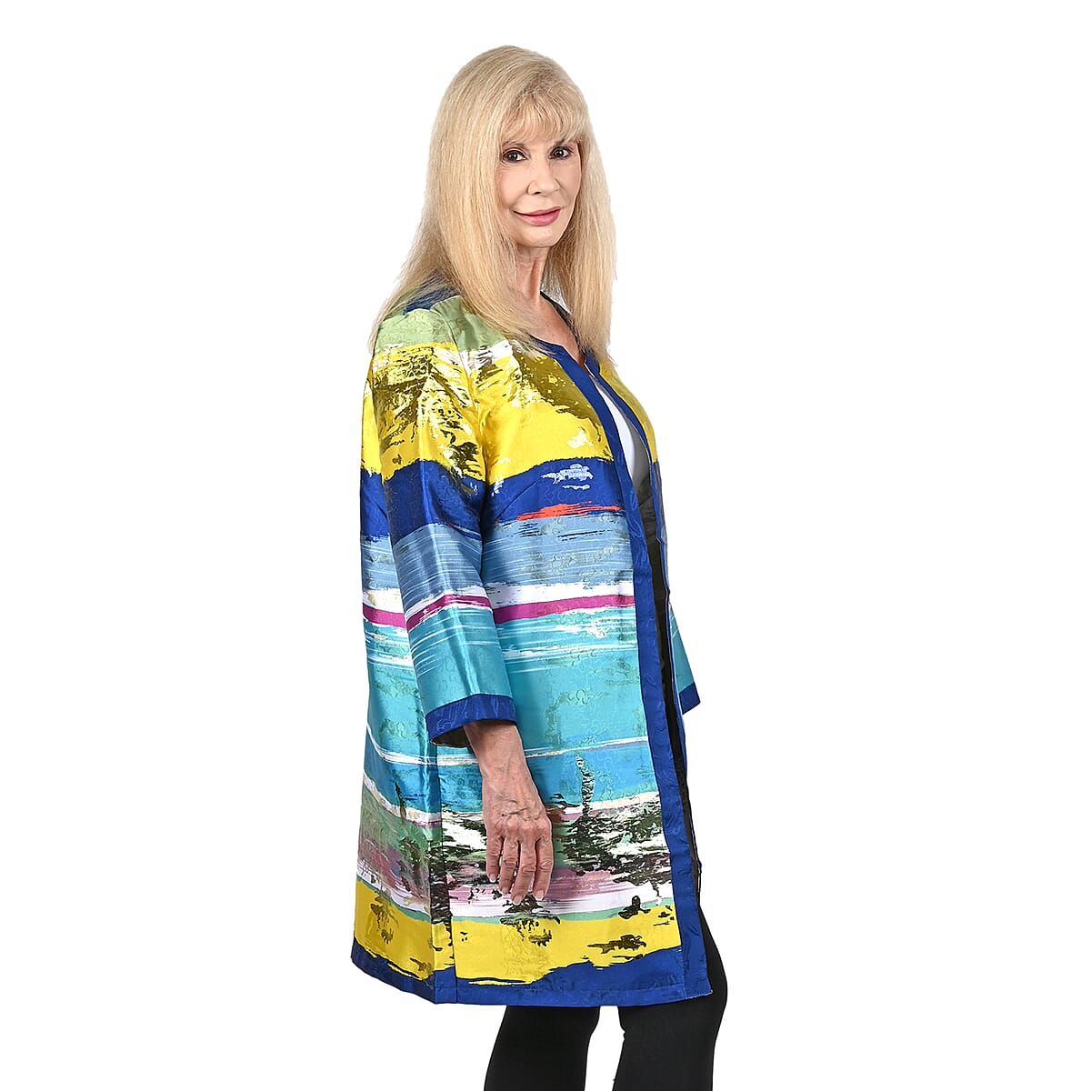 BEREK Multicolor Waves of Metallic 3/4 Sleeve Jacket-2X image number 2