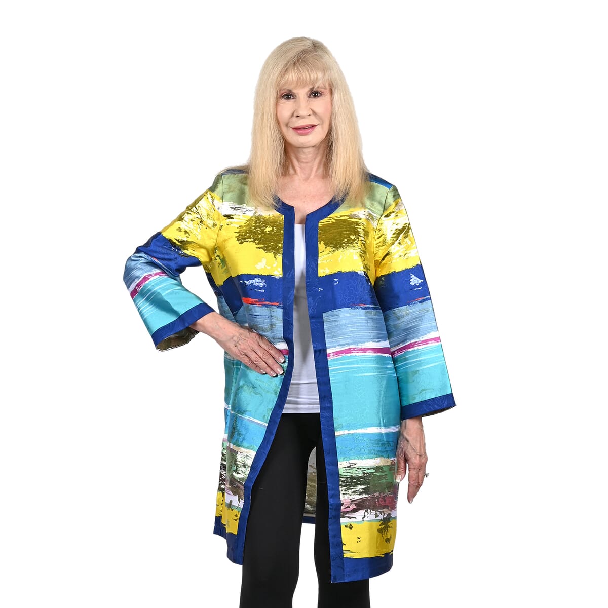 BEREK Multicolor Waves of Metallic 3/4 Sleeve Jacket-L image number 0