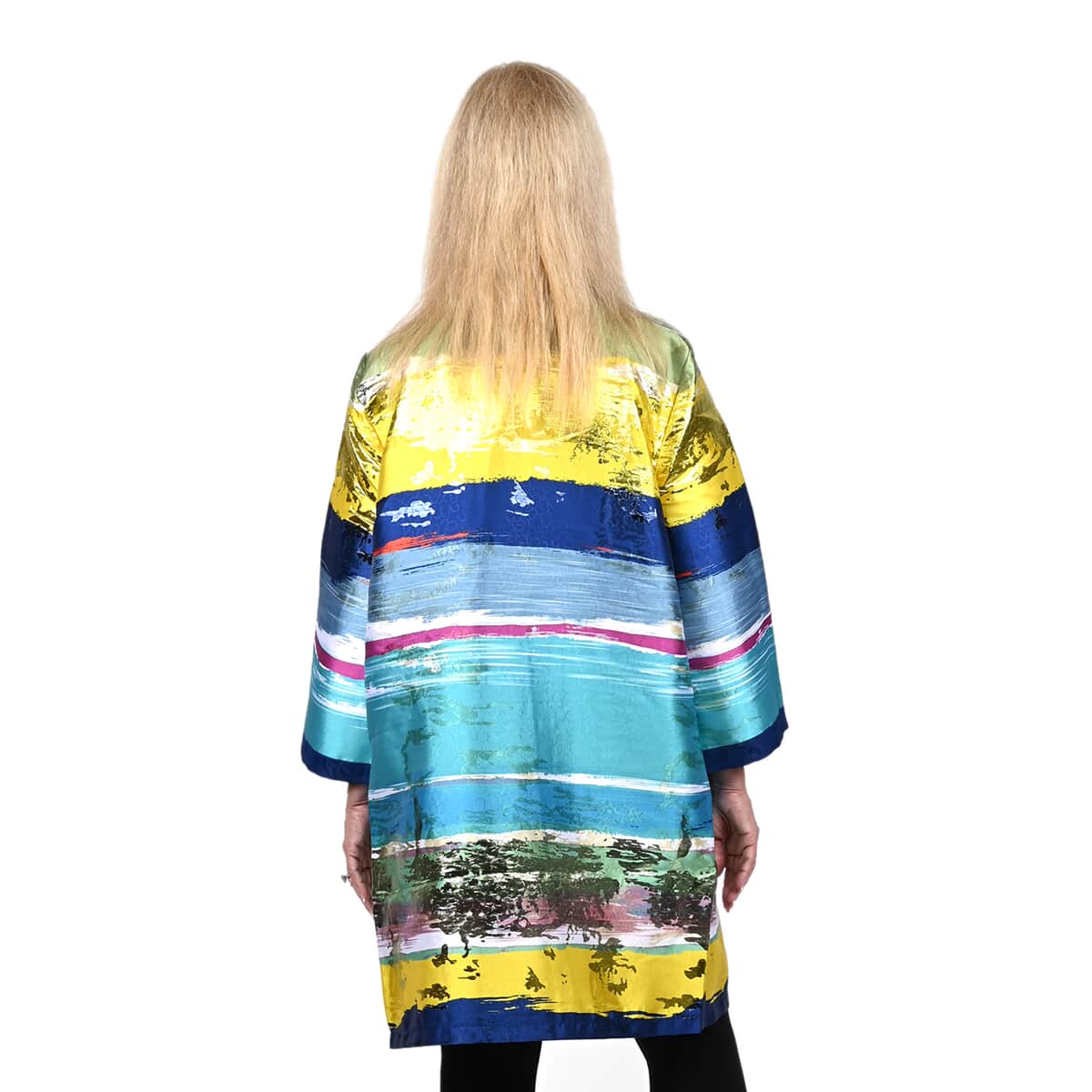 BEREK Multicolor Waves of Metallic 3/4 Sleeve Jacket-S image number 1