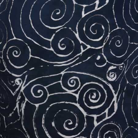 Handmade Dark Blue Spiral Motif Pattern 100% Rayon Sarong image number 4