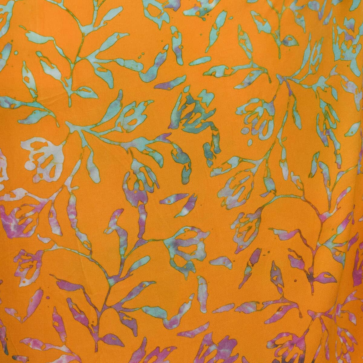 Handmade Orange Floral Motif Pattern 100% Rayon Sarong | Women's Saron Wrap | Sarong Skirt | Beach Sarong Cover Up image number 4