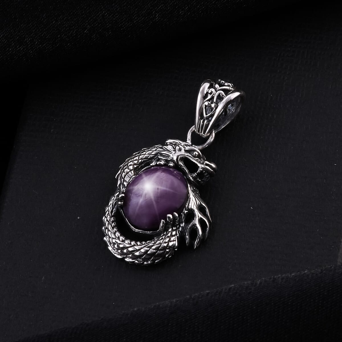 Bali Legacy Indian Star Ruby Dragon Pendant in Sterling Silver 8.50 Grams 9.00 ctw image number 1