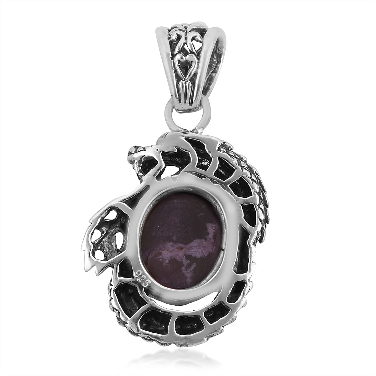 Bali Legacy Indian Star Ruby Dragon Pendant in Sterling Silver 8.50 Grams 9.00 ctw image number 4