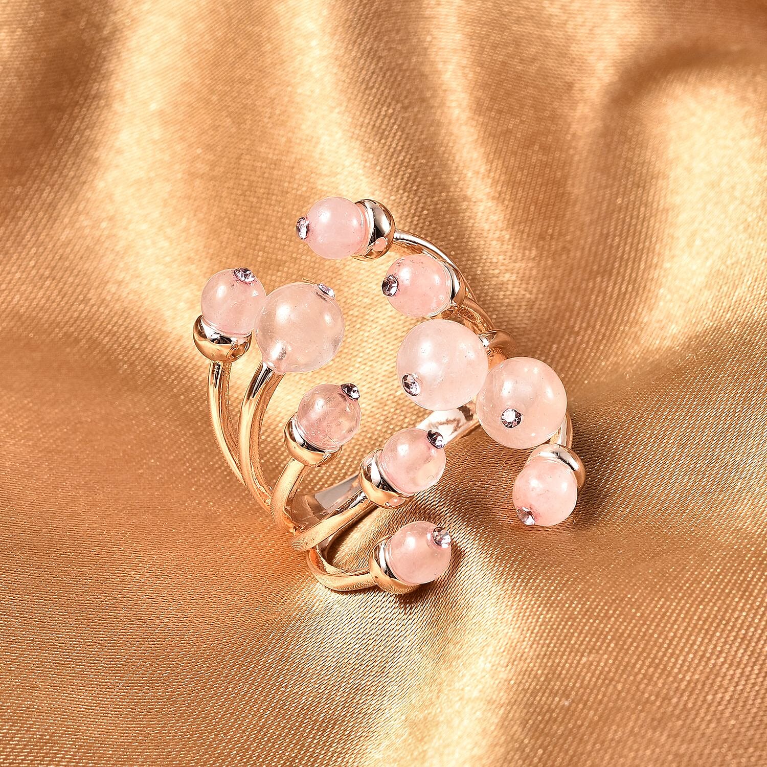 Rose Quartz 7.50 ctw Ring in Silvertone (Size 7)