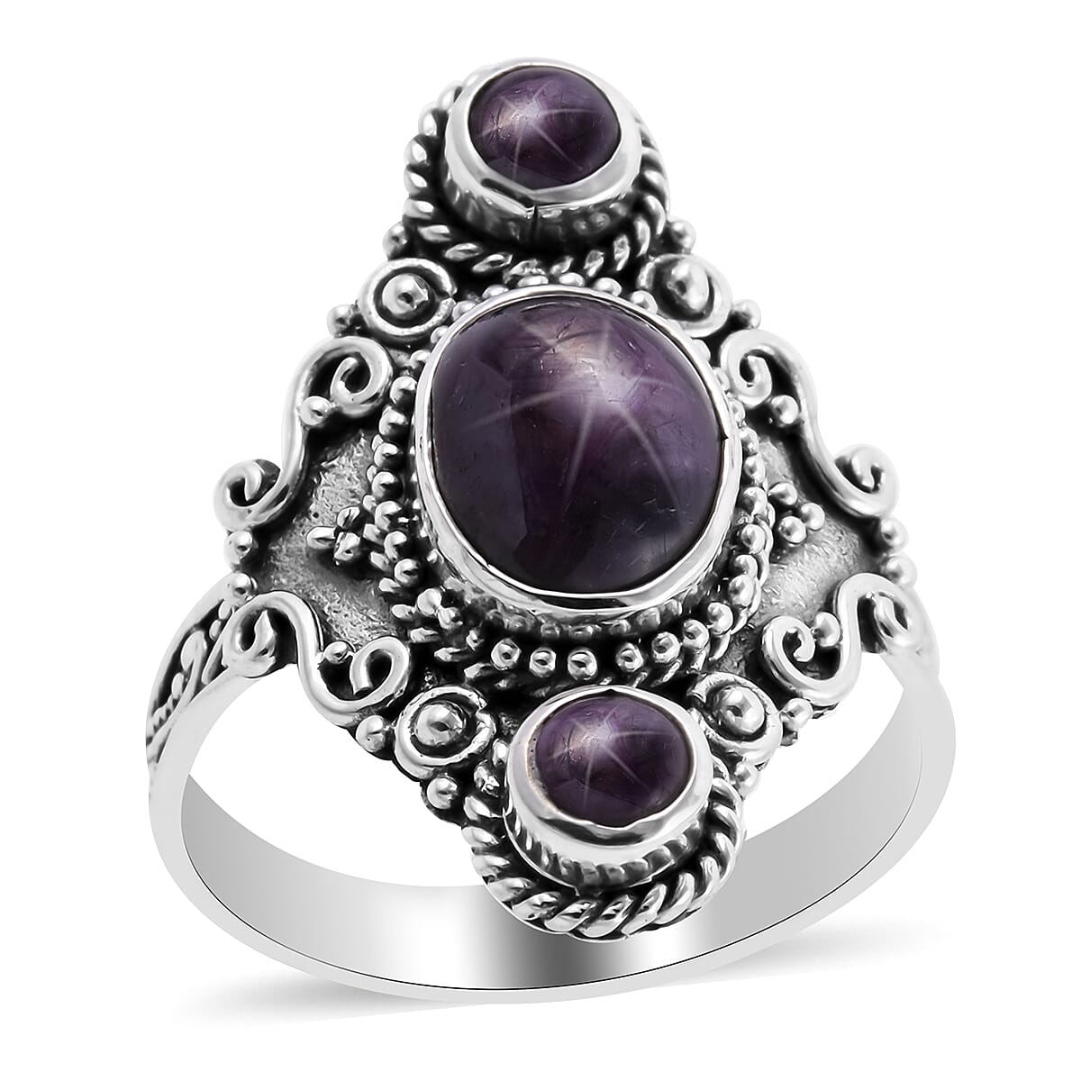 Bali Legacy Indian Star Ruby Ring in Sterling Silver (Size 10.0) 5.85 ctw