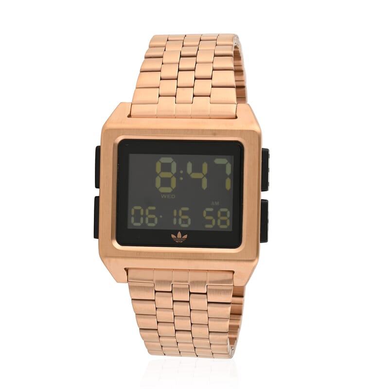 ADIDAS ARCHIVE_M1 Multi-function Digital Movement Square Dial Watch in ION Plated RG Over Stainless Steel (40mm)