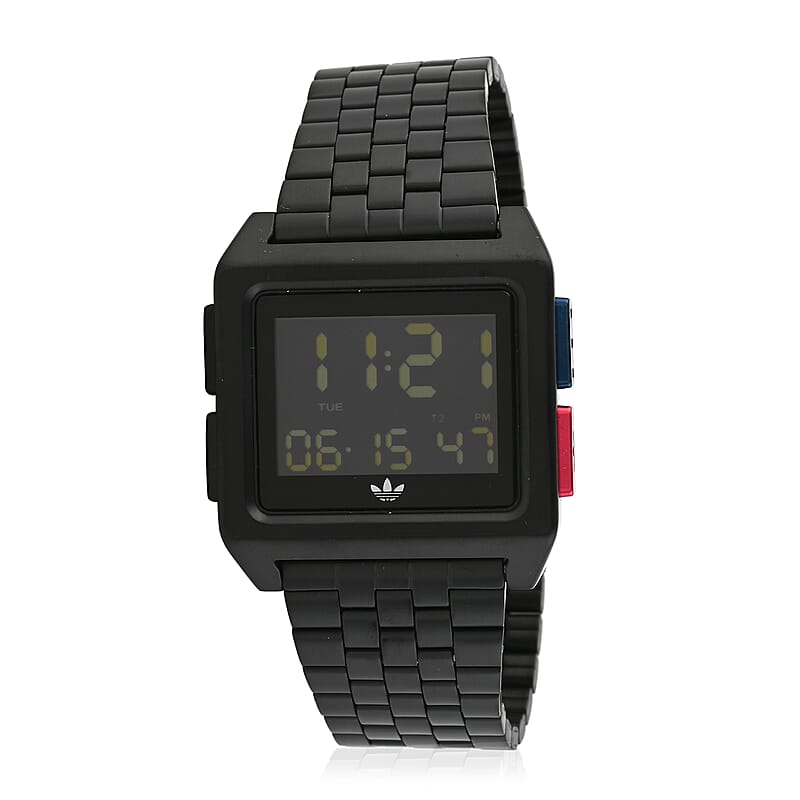 ADIDAS ARCHIVE_M1 Multi-function Digital Movement Square Dial Watch in ION Plated Black Over Stainless Steel (40mm)