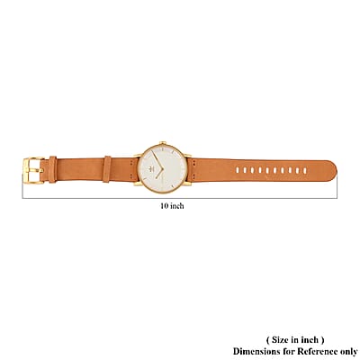 ADIDAS Japanese Movement Light Brown Genuine Leather Strap Watch in ION Plated YG Over Stainless Steel (40mm)