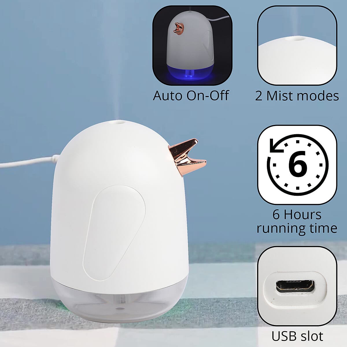 Portable Bird Design Inspired Mini Humidifier- Green (3.54"x3.94"x4.92") (330ml, DC 5V) image number 2