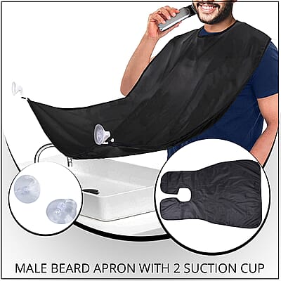 Male Beard Apron with 2 Suction Cup - Black