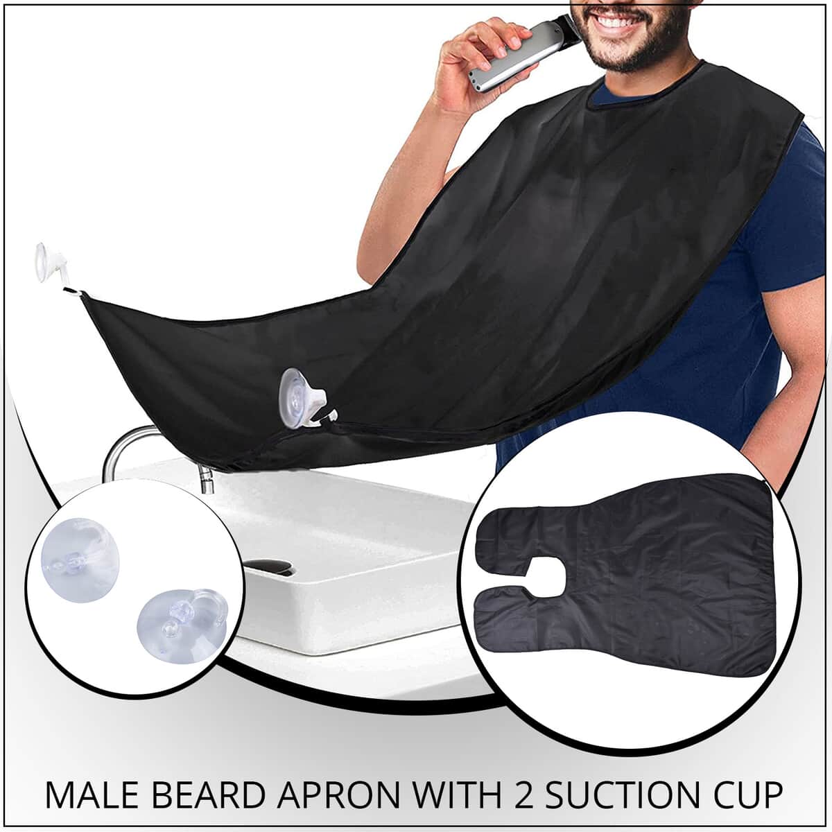Male Beard Apron with 2 Suction Cup - Black (29"x43.3") image number 1