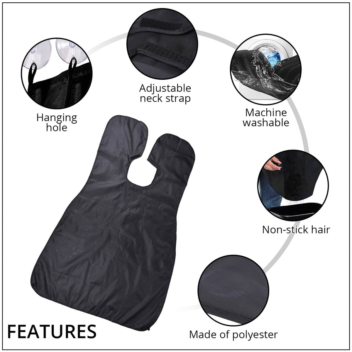 Male Beard Apron with 2 Suction Cup - Black image number 2