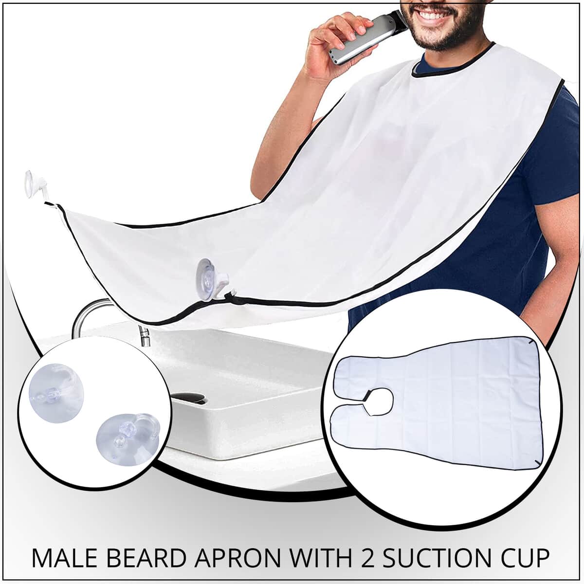 Male Beard Apron with 2 Suction Cup - White image number 1