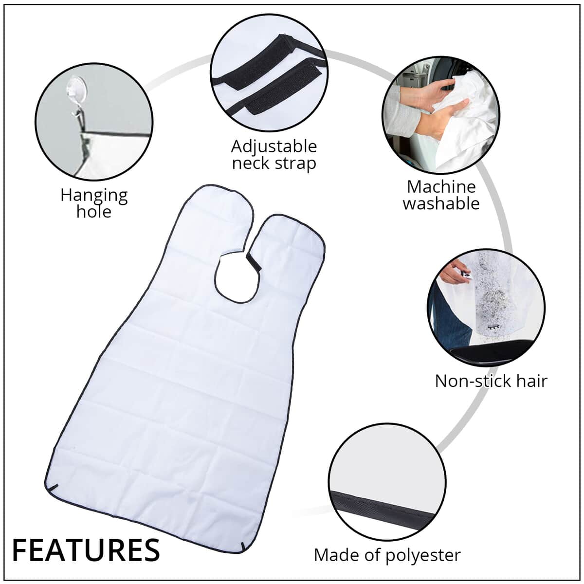 Male Beard Apron with 2 Suction Cup - White image number 2