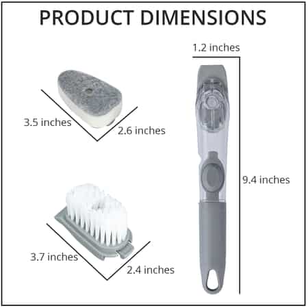 Buy Set of 3 Cleaning Brush - Gray (Includes: 1 Handle, 1 Brush Head, 1  Sponge Head) at ShopLC.