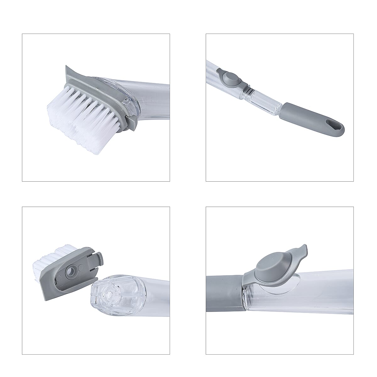 Set of 3 Cleaning Brush - Gray (Includes: 1 Handle, 1 Brush Head, 1 Sponge Head) image number 4