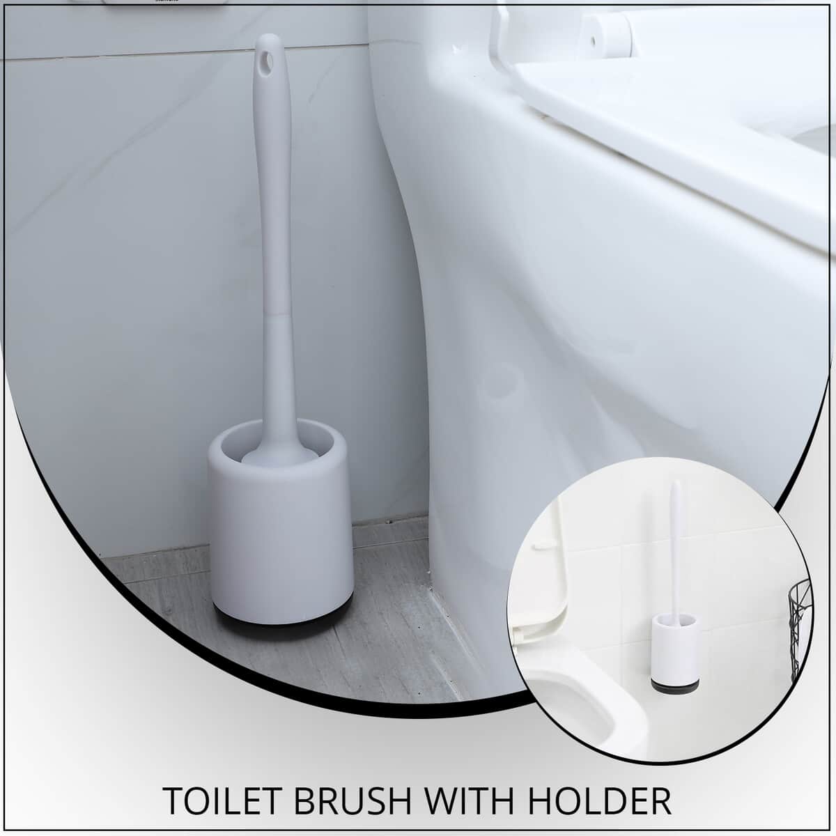 Black & White Toilet Brush with Holder image number 1