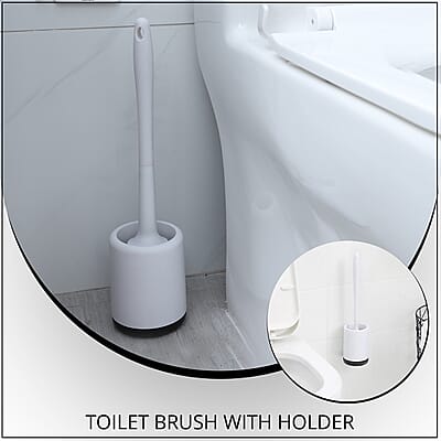 Black & White Toilet Brush with Holder