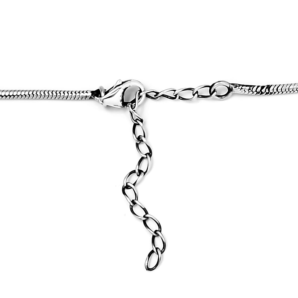 Artisan Crafted Polki Diamond Snake Chain Station Necklace 18-20 Inches in Sterling Silver 9.05 Grams 1.00 ctw image number 3