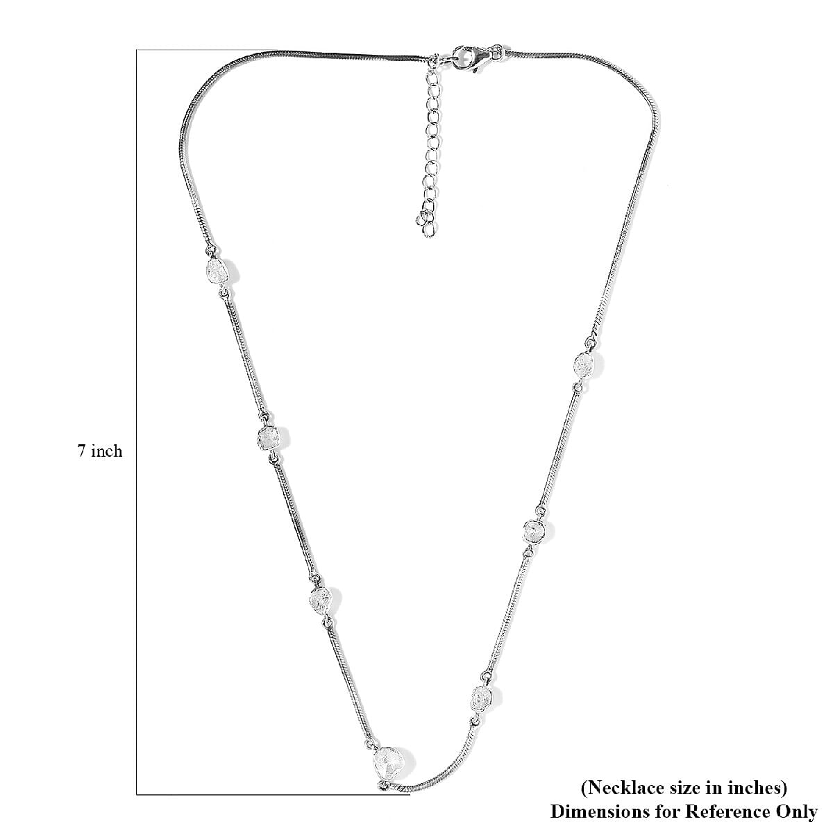 Artisan Crafted Polki Diamond Snake Chain Station Necklace 18-20 Inches in Sterling Silver 9.05 Grams 1.00 ctw image number 5
