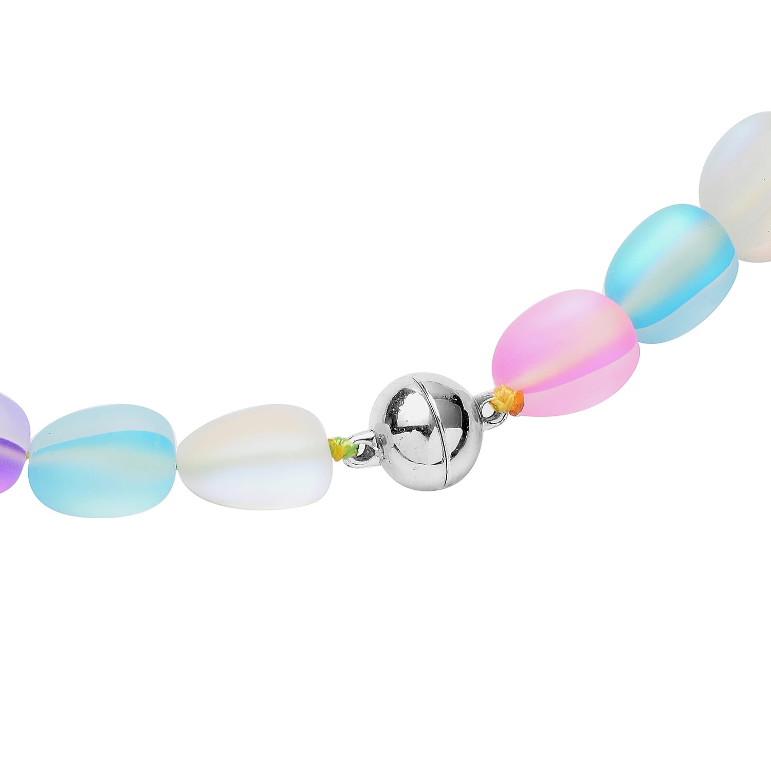 Simulated Multi Color Mystic Topaz Beaded Necklace 20 Inches in Silvertone