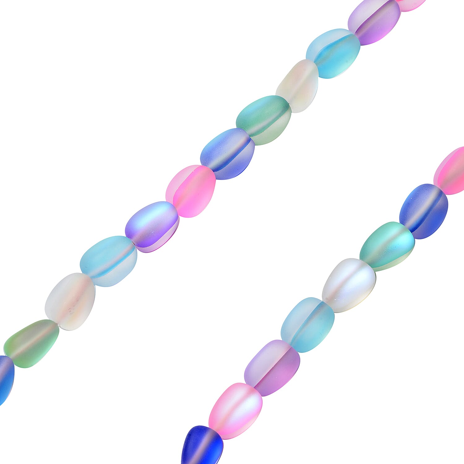 Simulated Multi Color Mystic Topaz Beaded Necklace 20 Inches in Silvertone