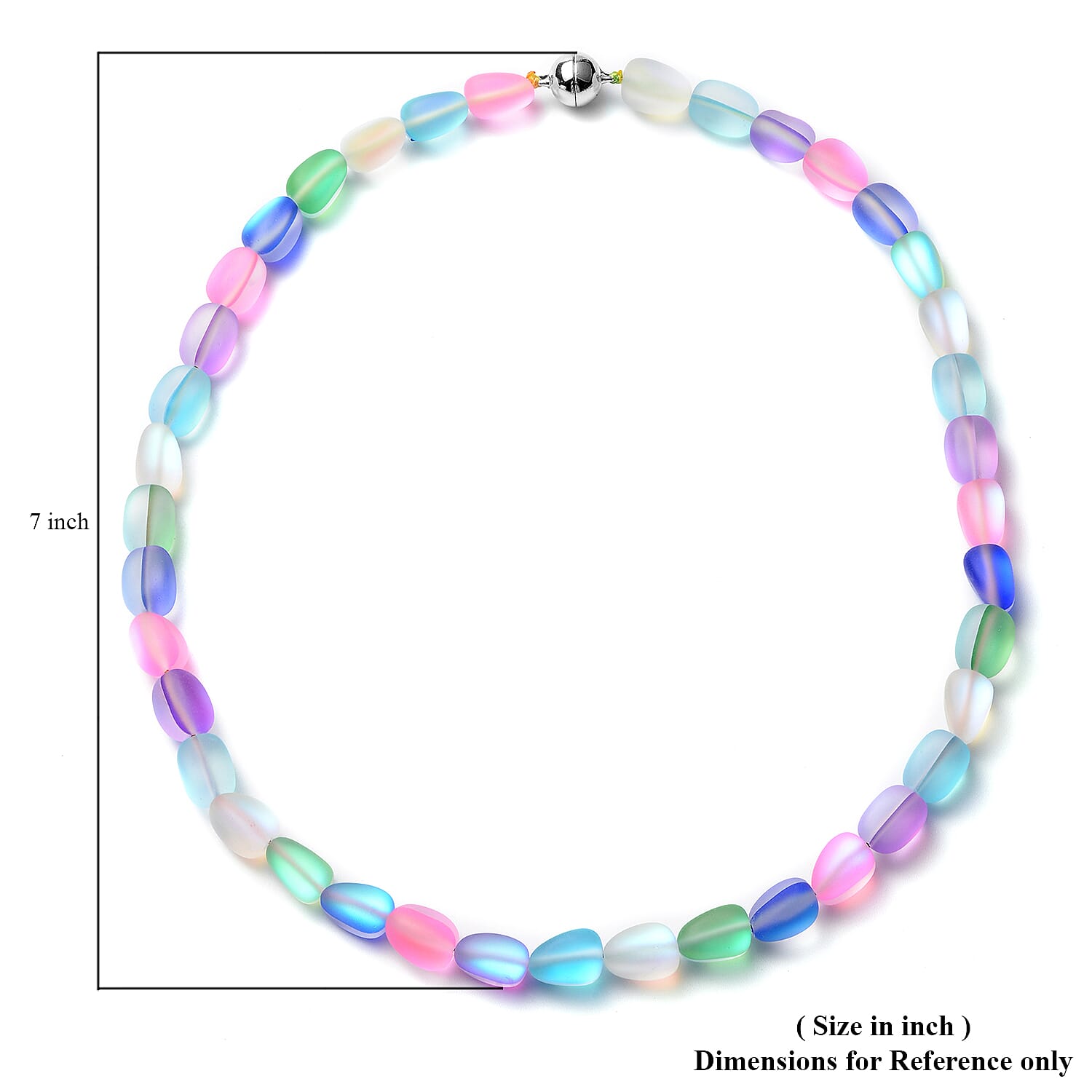 Simulated Multi Color Mystic Topaz Beaded Necklace 20 Inches in Silvertone