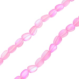 Simulated Pink Mystic Topaz Beaded Necklace 20 Inches in Silvertone