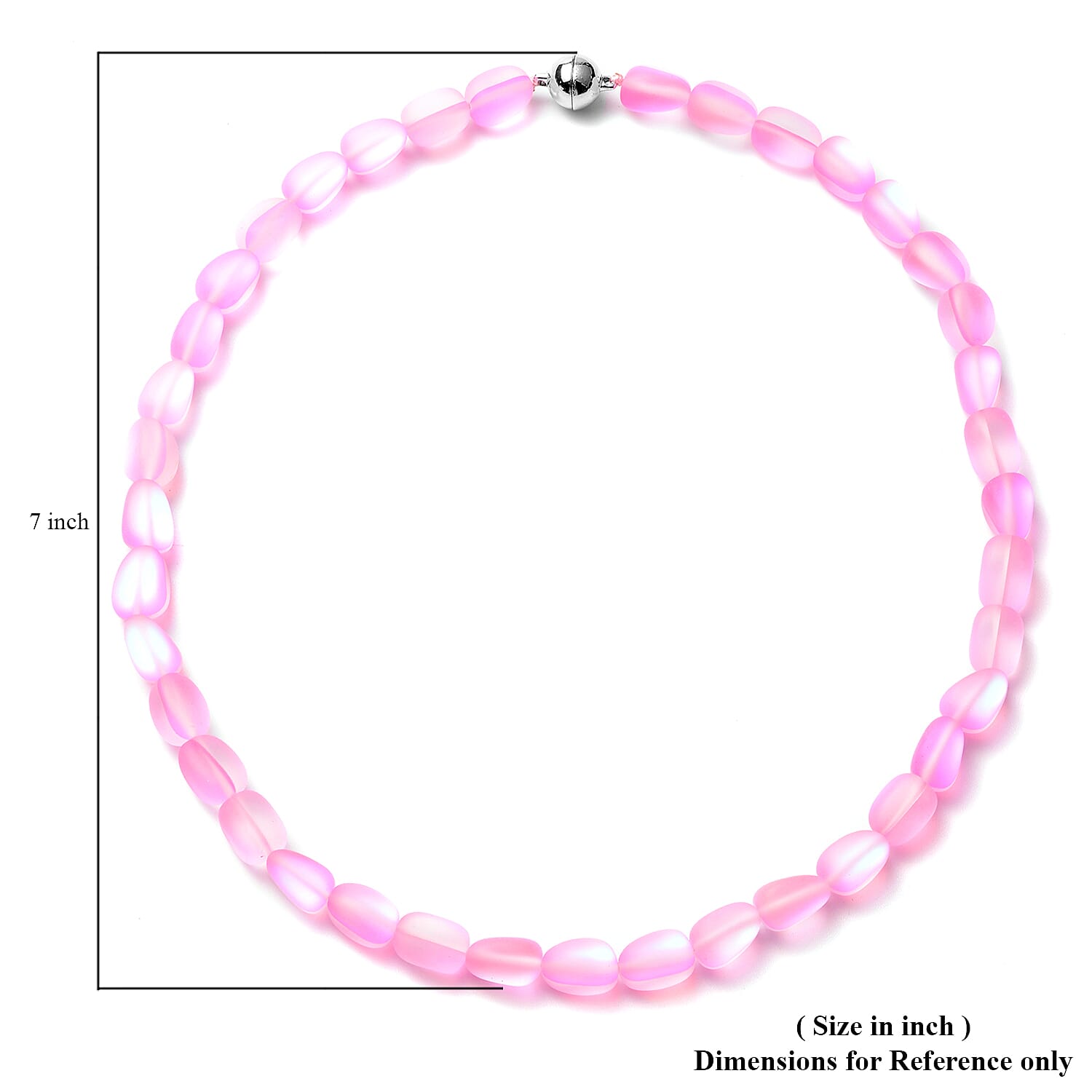 Simulated Pink Mystic Topaz Beaded Necklace 20 Inches in Silvertone