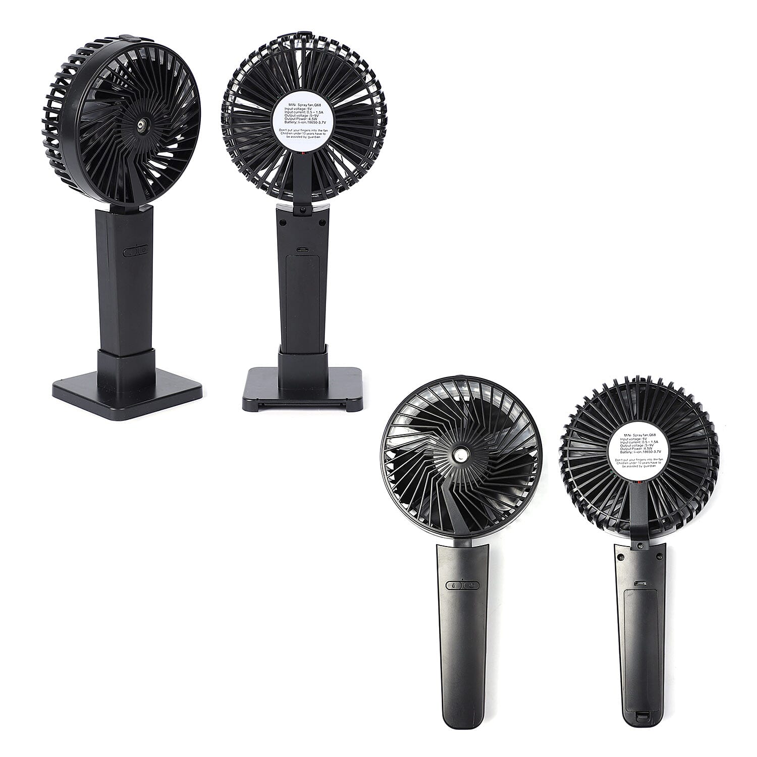Black Spray Handheld Fan (1200mAh Battery Included)
