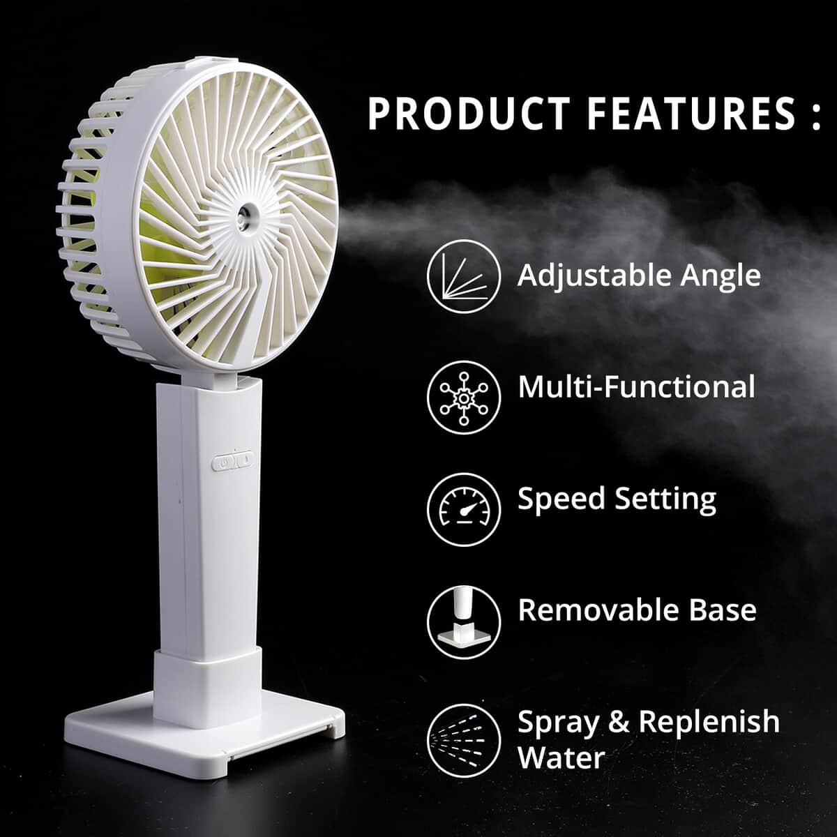 White Spray Handheld Fan (1200mAh Battery Included) image number 2