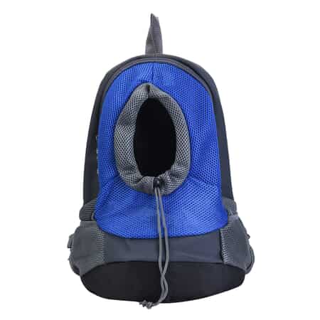 Blue and Grey Nylon Pet Bag (15.74"x12.6"x6.3") with Adjustable Padded Straps image number 0