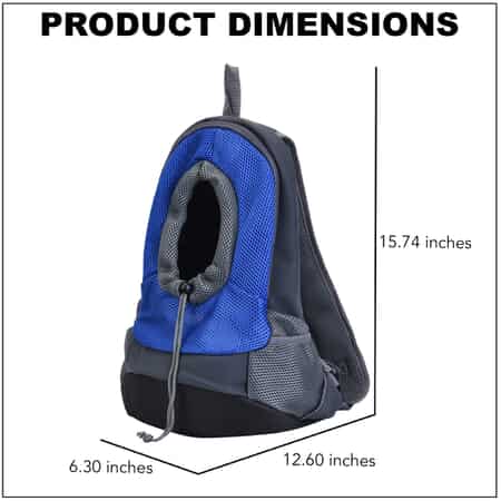 Blue and Grey Nylon Pet Bag (15.74"x12.6"x6.3") with Adjustable Padded Straps image number 3