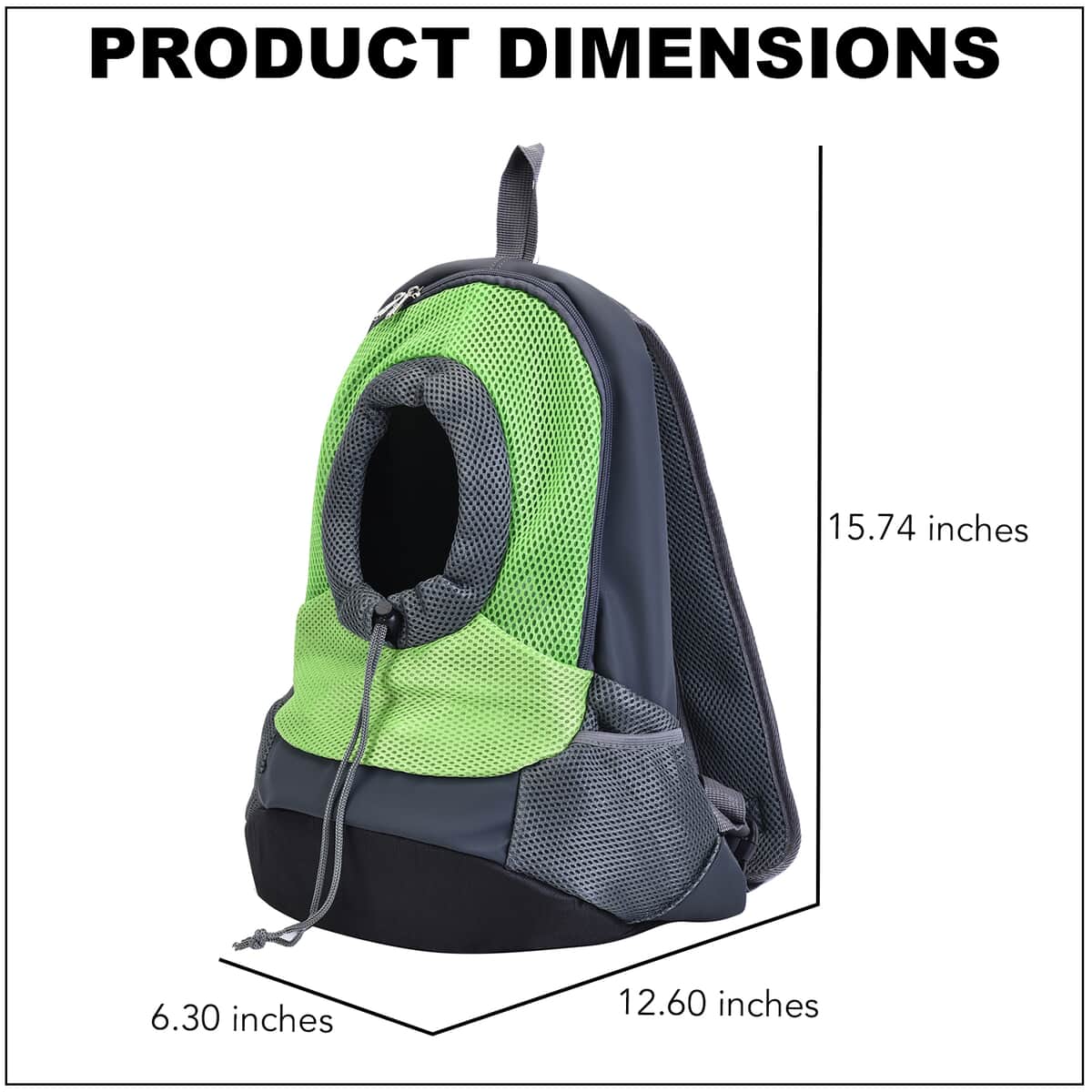 Green and Gray Nylon Pet Bag with Adjustable Padded Straps image number 3