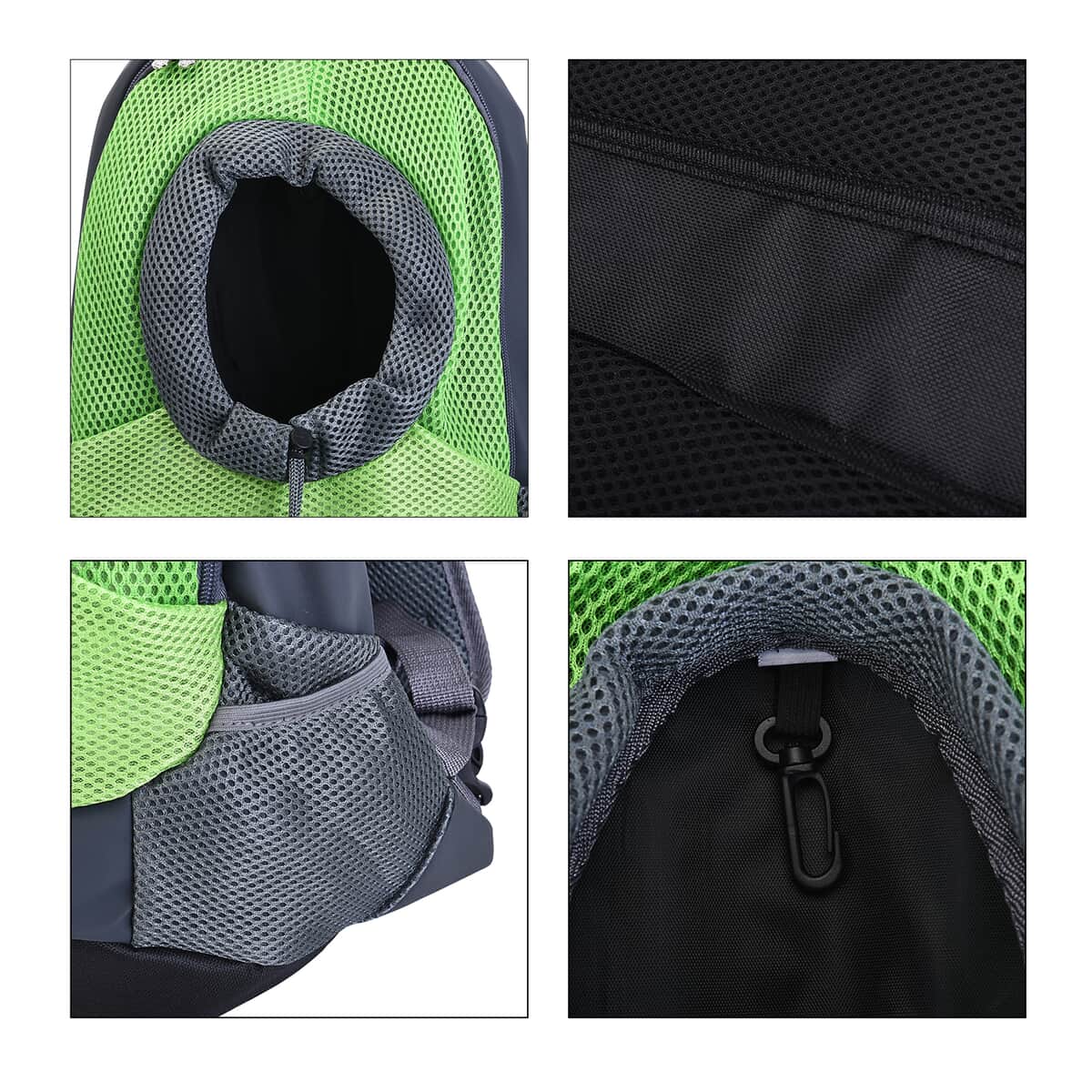 Green and Gray Nylon Pet Bag with Adjustable Padded Straps image number 4