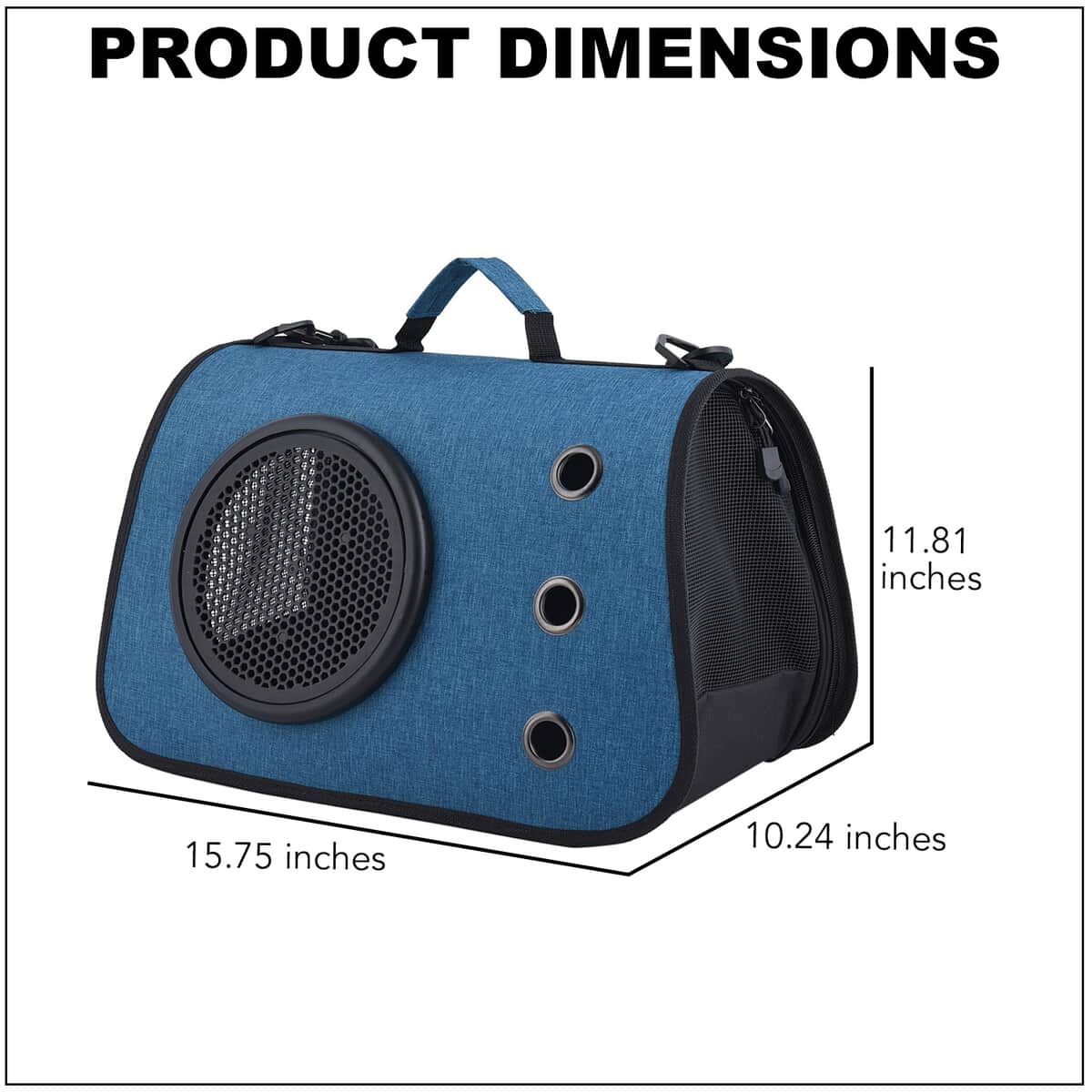 Blue Oxford Fabfric Pet Bag (15.75"x10.24"x11.81") with Adjustable Shoulder Strap image number 3