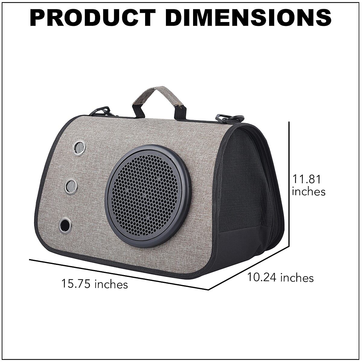 Khaki Oxford Fabric Pet Bag with Adjustable Shoulder Strap image number 3