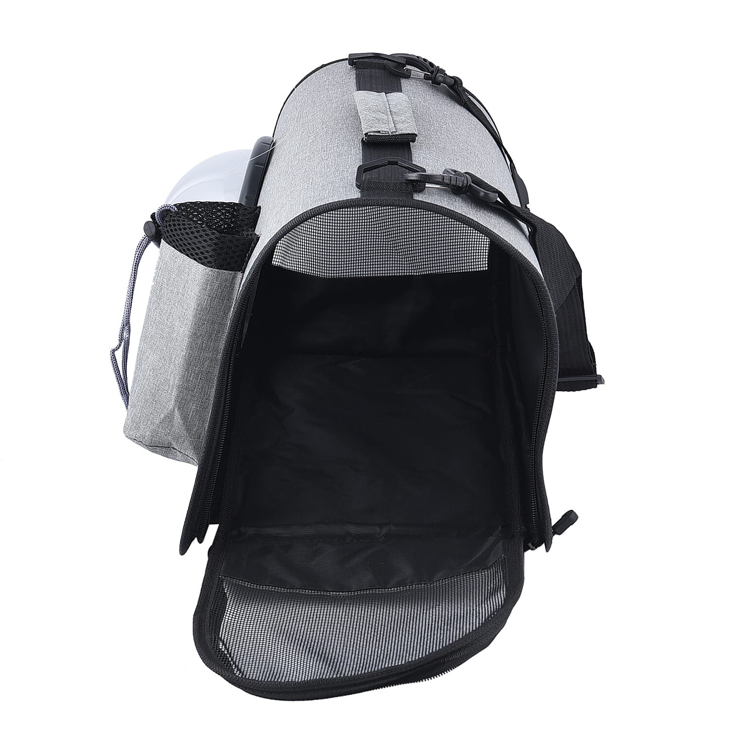 Gray Oxford Fabric Pet Bag with Adjustable Shoulder Strap