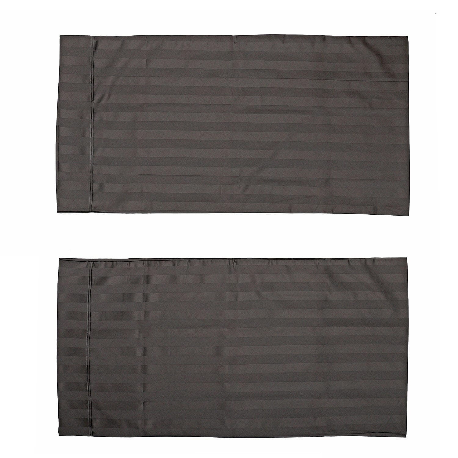 Set of 2 Dark Gray Striped Weave Pattern Cotton Pillow Case - King