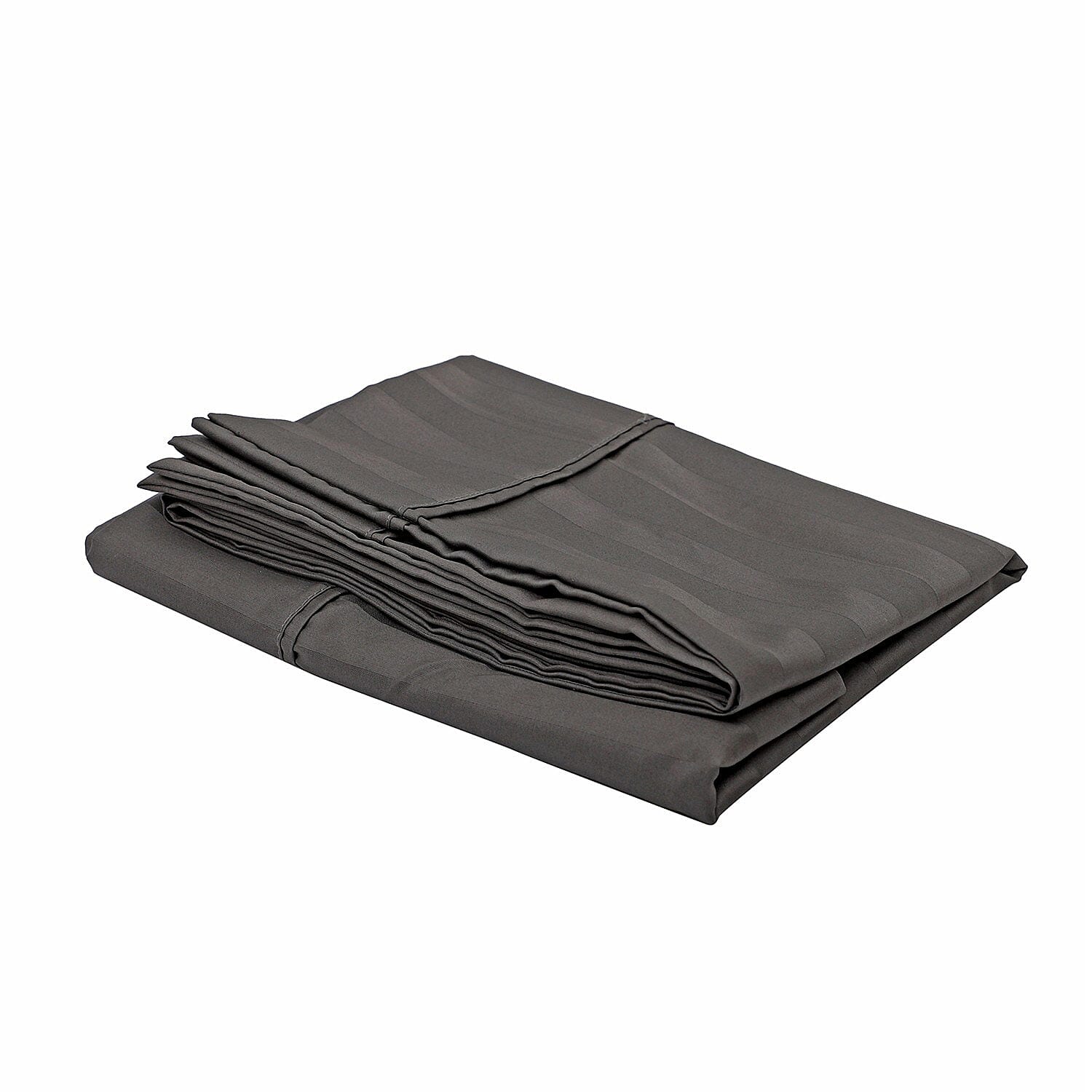 Set of 2 Dark Gray Striped Weave Pattern Cotton Pillow Case - King